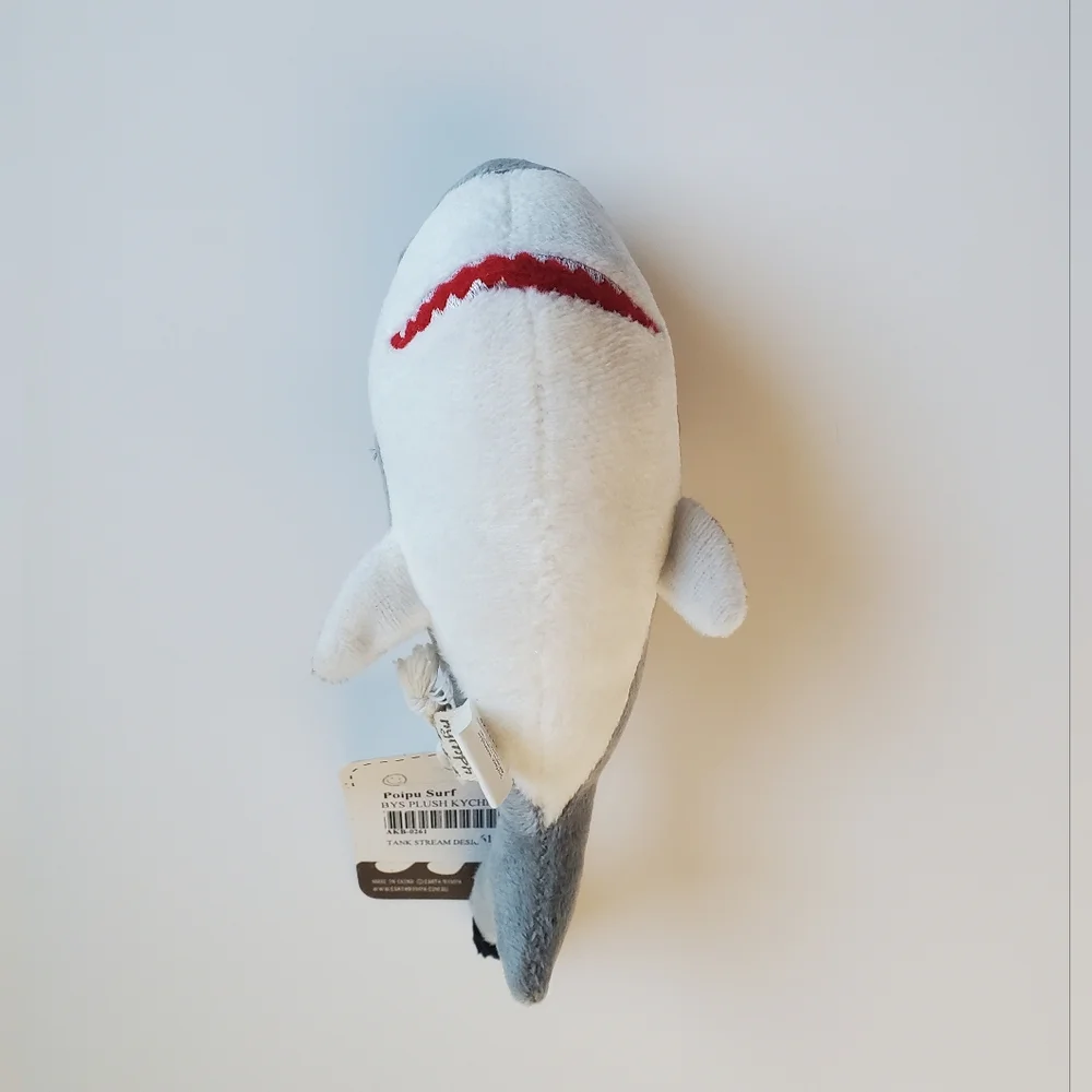 Earth Nymph Shark Plush Keychain Grey & White NWT Rare Gift Purse Hawaii Ocean
